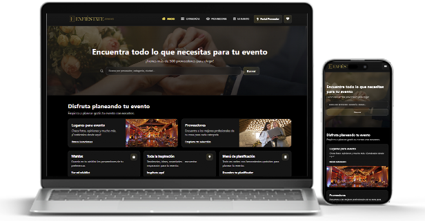 Vista de Enfiéstate en computadora y móvil